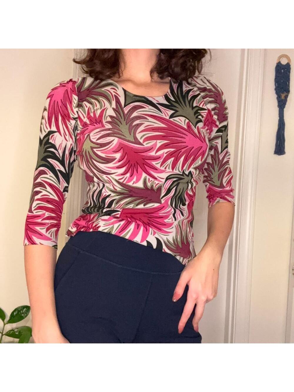 Joseph A 90s Pink and Green Blouse